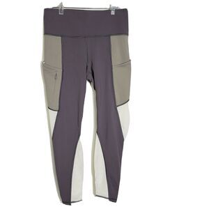 Athleta Leggings Small Colorblock Up for Anything 7/8 Gray White Pockets 209921